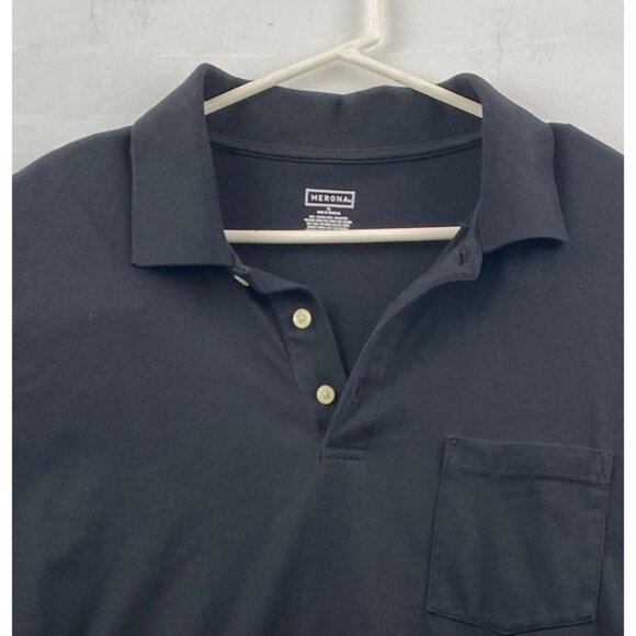 Merona Men's Polo Shirt XL Black Cotton/Polyester Blend - Picture 6 of 7